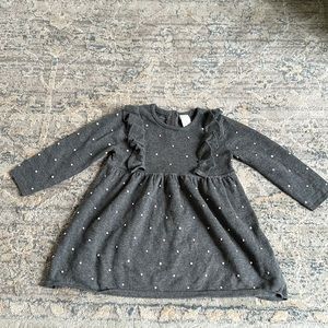 H&M Sweater Dress 12-18M Gray with Dots